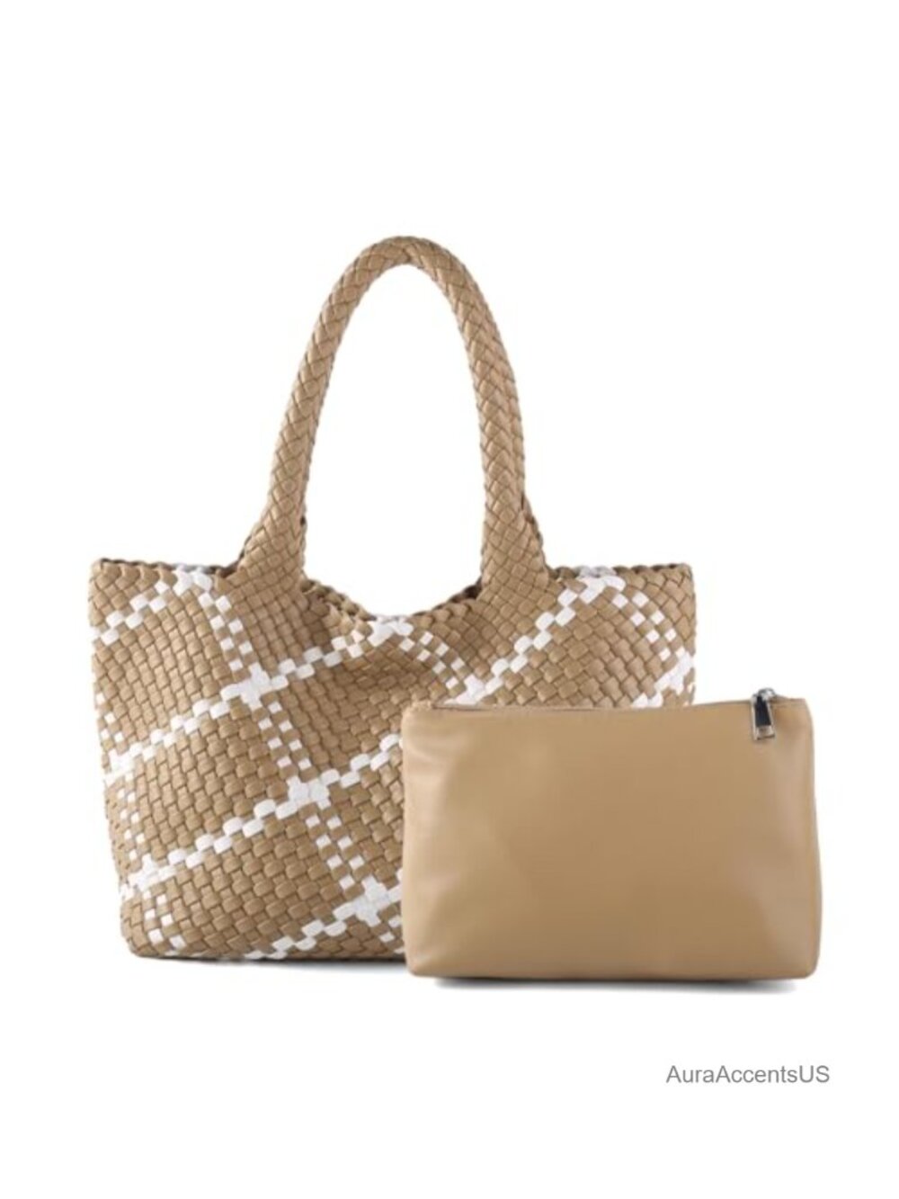 Handwoven Vegan Leather Tote Bag Large Capacity Shoulder Bag Beach Travel Tote